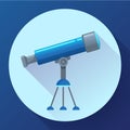 Telescope flat icon, Education and astronomy element, spyglass and study stars vector icon Royalty Free Stock Photo