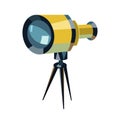 Telescope flat icon, Education and astronomy element, spyglass and study stars vector graphics, a colorful solid pattern on a whit Royalty Free Stock Photo