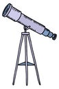 Telescope icon. Astronomy science tool color doodle