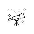 Telescope icon. Astronomy vector illustration. Isolated contour of instrument on white background Royalty Free Stock Photo