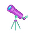 Telescope icon, cartoon style Royalty Free Stock Photo