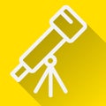 Telescope icon with dark grey outline and offset flat colors.