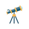Telescope icon in flat style. Cosmos discover vector illustration on isolated background. Astronomy sign business concept Royalty Free Stock Photo