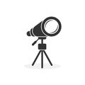 Telescope icon in flat style. Cosmos discover vector illustration on isolated background. Astronomy sign business concept Royalty Free Stock Photo