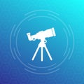 Telescope icon, space observation, astronomy