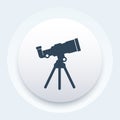 Telescope icon, space observation, astronomy