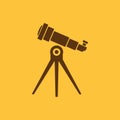 The telescope icon. Spyglass symbol. Flat