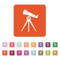 The telescope icon. Spyglass symbol. Flat