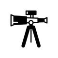 Black solid icon for Telescope, binoculars and lorgnette