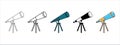 Telescope icon vector set. Space telescope observer vector illustration set