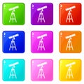 Telescope icons 9 set