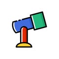 Telescope line bright coloured vector illustration. Space research icon.