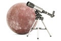 Telescope with Mercury, 3D rendering Royalty Free Stock Photo