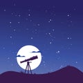 telescope night sky vector illustration design