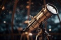A telescope in an observatory pointing at the stars, artistic bokeh background Royalty Free Stock Photo