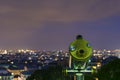 Telescope and panoramic view at the city of Paris Royalty Free Stock Photo