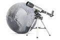 Telescope with Pluto, 3D rendering Royalty Free Stock Photo