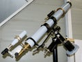 Telescope refractor on equatorial display Royalty Free Stock Photo