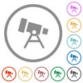 Telescope solid flat icons with outlines