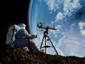 Telescope in space Royalty Free Stock Photo