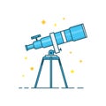Telescope and stars. Vector modern line Royalty Free Stock Photo