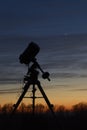 Telescope at sunset Royalty Free Stock Photo