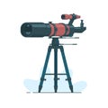 Telescope on support to observe stars. Astronomy. Astronomy mirror telescope. Discovery concept.Spyglass symbol.