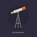 Telescope on support to observe stars. Astronomy.