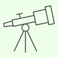 Telescope thin line icon. Astronomy telescopes observe tool outline style pictogram on white background. Universe and