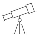 Telescope thin line icon, school and education