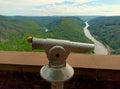 Telescope at viewing point Cloef, Saarschleife Orscholz in german region Saarland