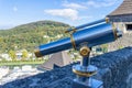 Telescope on viewpoint to panoramic city in castle in Salzburg Austria Royalty Free Stock Photo