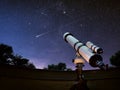 Telescope watching the sky and falling star.