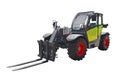 A telescopic handler, also called a telehandler