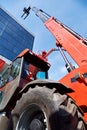 Telescopic mobile crane on tractor