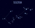 Telescopium constellation, vector illustration with the names of basic stars