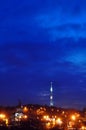 Teletower over a night city Royalty Free Stock Photo