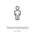 Teletransportation icon. Thin linear teletransportation outline icon isolated on white background from technology collection. Line