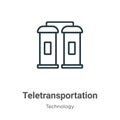 Teletransportation outline vector icon. Thin line black teletransportation icon, flat vector simple element illustration from