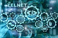 Teletype Network Protocol. Telnet Virtual terminal client. Internet and Network concept. Telnet