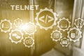 Teletype Network Protocol. Telnet Virtual terminal client. Internet and Network concept. Telnet
