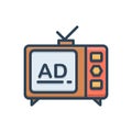 Color illustration icon for Television Ads, advertisement and marketing