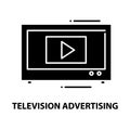television advertising icon, black vector sign with editable strokes, concept illustration Royalty Free Stock Photo