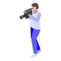 Television cameraman icon, isometric style