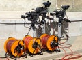 Television cameras and cable reels