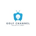 Television and golf negative space logo design Royalty Free Stock Photo