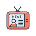 Color illustration icon for Television, broadcast and newsreader