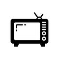 Black solid icon for Television, vintage and antenna Royalty Free Stock Photo