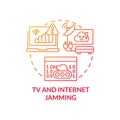 Television and internet jamming red gradient concept icon