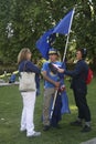 Television interview in the park,london